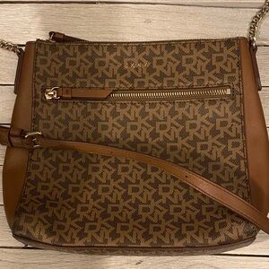 DKNY Tan and Brown Crossbody Bag